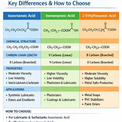 Isooctanoic Acid vs Isononanoic Acid vs 2-Ethylhexanoic Acid: Key Differences and How to Choose
